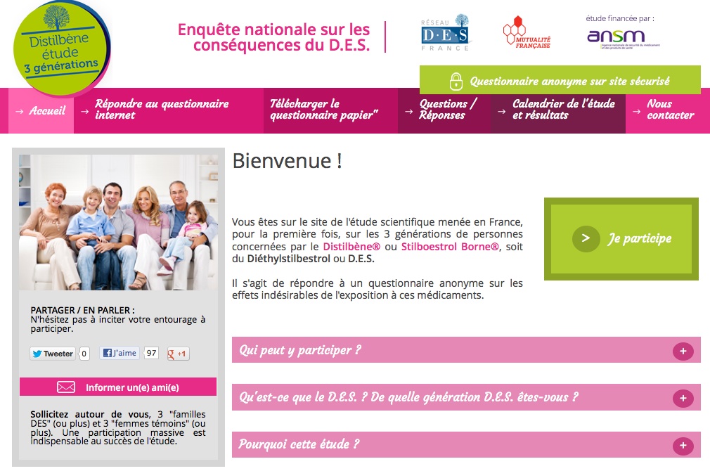 Site Internet Etude Distilbene 3 Generations 2013 Reseau DES France