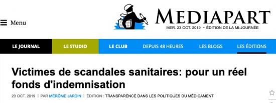 Mediapart Tribune Fonds Indemnisation Victimes scandales sanitaires Distilbene Réseau DES France