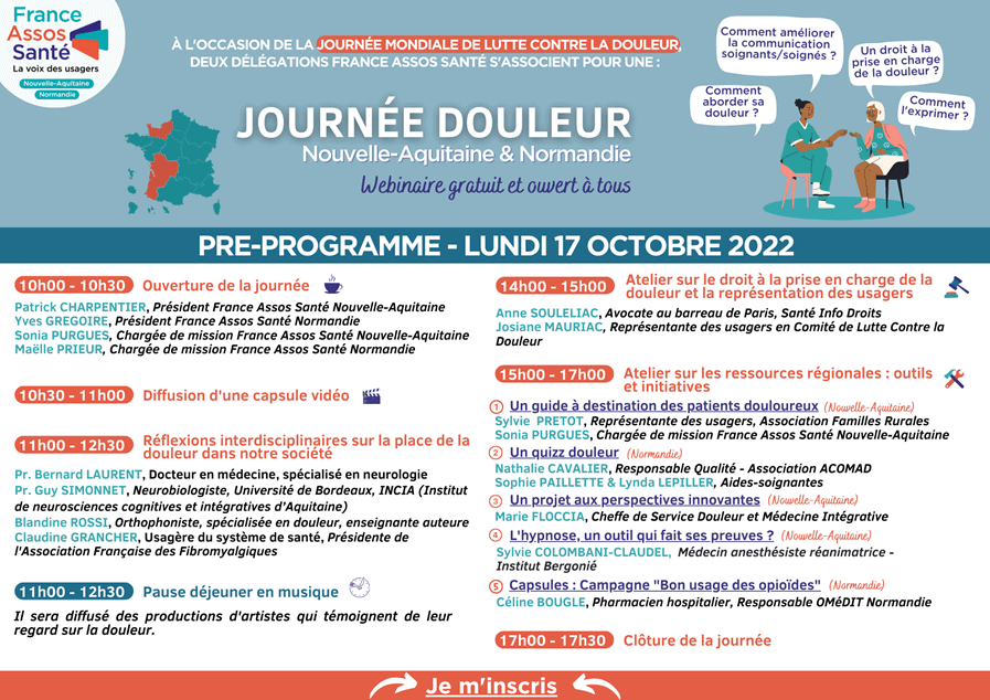 Programme Webinaire France Assos Sante Journee Mondiale Douleur 17 Octobre 22